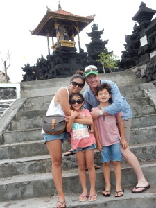 The family at a temple near Echo Beach